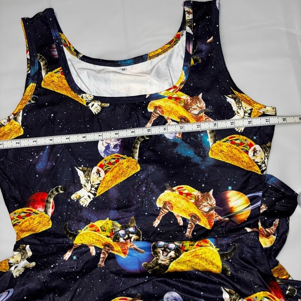 💰Galaxy Space Cats Taco Sleeveless new Sz M
Scoop Neck A Line Midi Dress whimsy - Picture 4 of 5